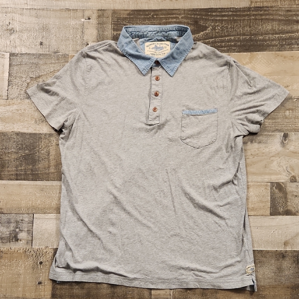 Faconnable Gray and Blue Polo Shirt‎ Classic Design